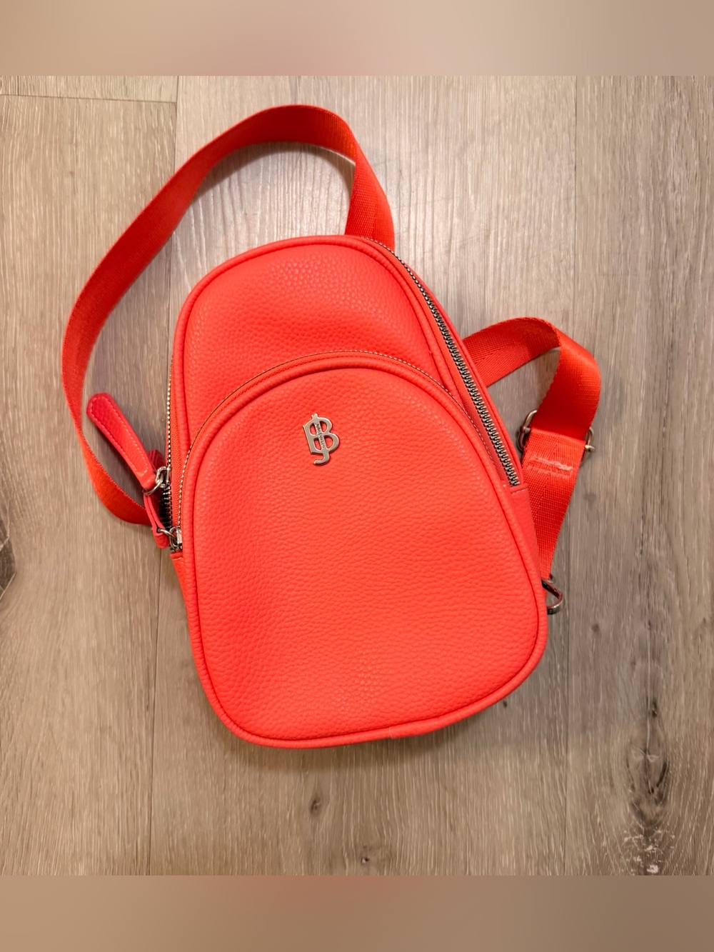 Julia Buxton Vegan Leather Sling Bag – Vibrant Coral Orange Crossbody